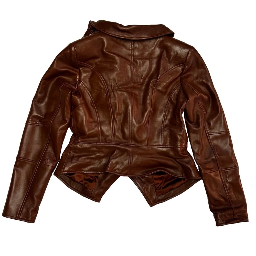 G.I.L.I. Leather Jacket with Zipper Details Size 4 British Tan NWT - Picture 16 of 16